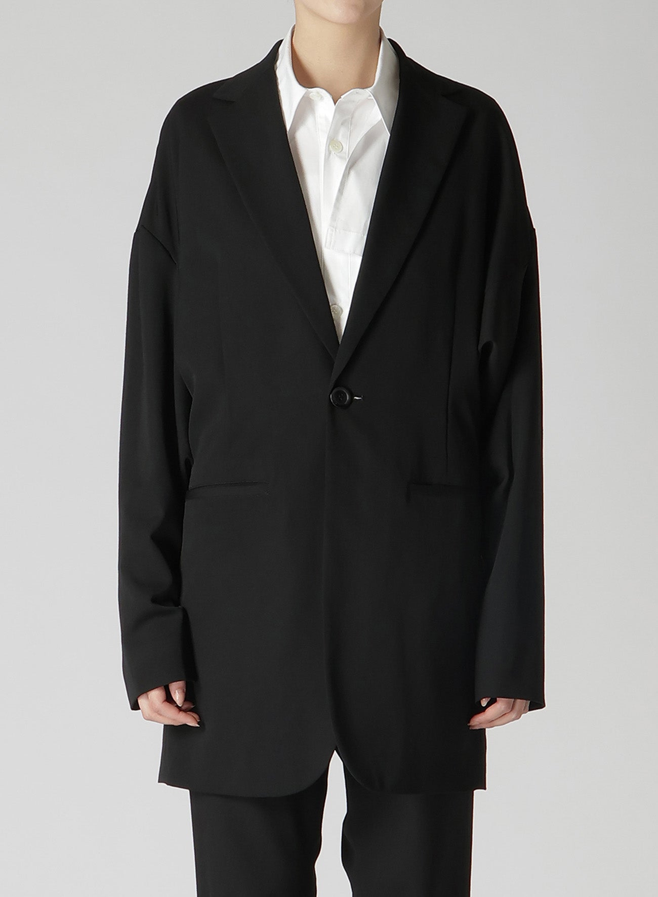 WOOL GABARDINE WIDE SHOULDER JACKET