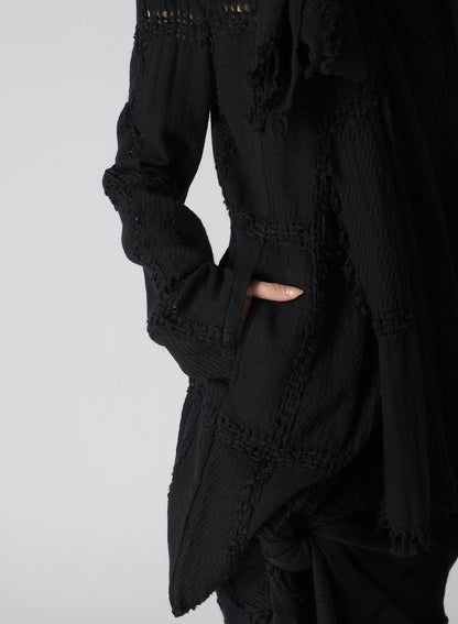 BLOCK JACQUARD STOLE DETAIL JACKET