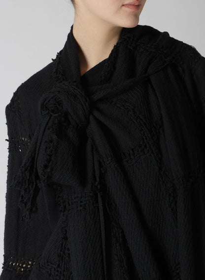 BLOCK JACQUARD STOLE DETAIL JACKET