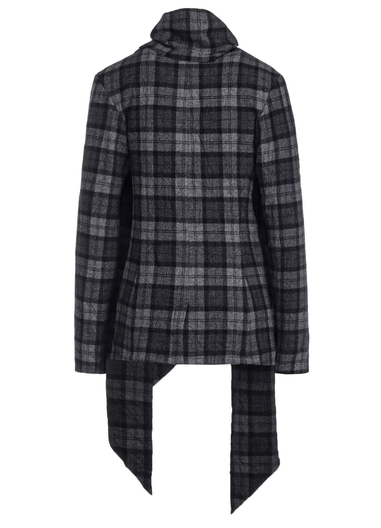 PLAID FLANNEL STOLE DETAIL JACKET