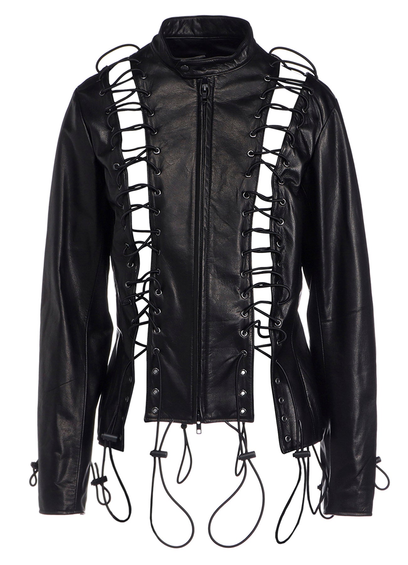 COW LEATHER LACE-UP JACKET