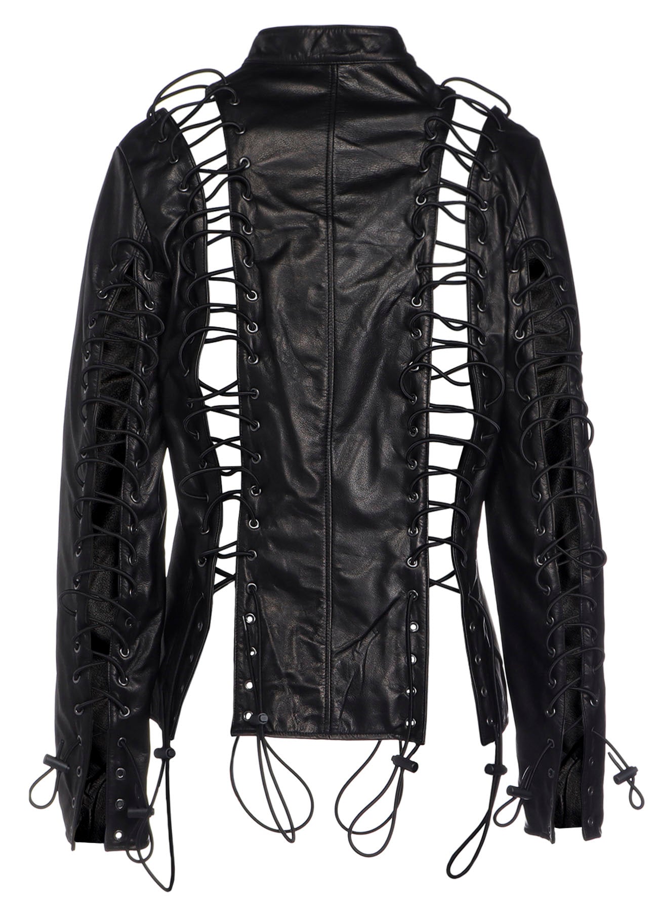 COW LEATHER LACE-UP JACKET