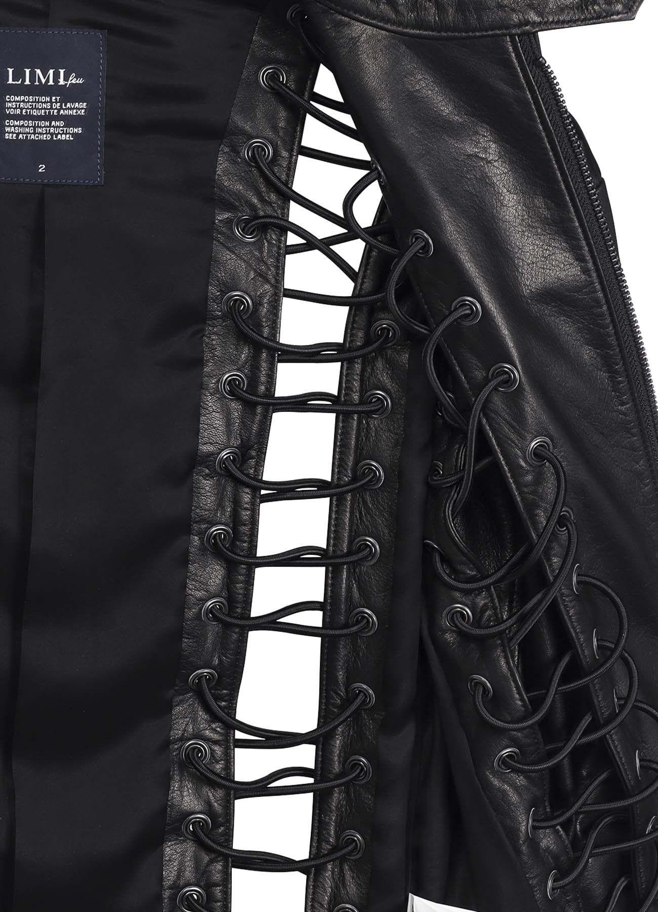 COW LEATHER LACE-UP JACKET