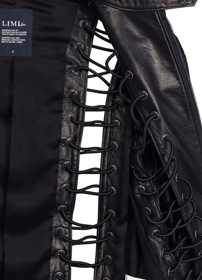 COW LEATHER LACE-UP JACKET