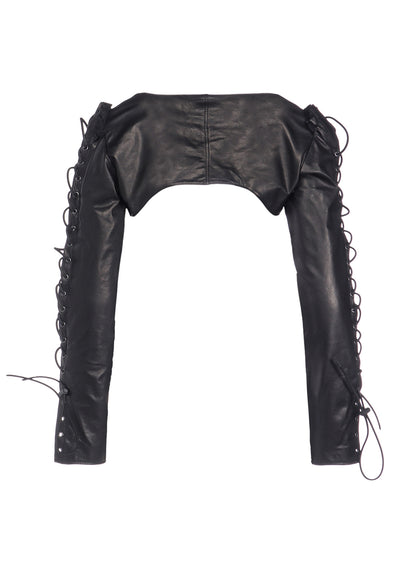 COW LEATHER LACE-UP SLV JACKET