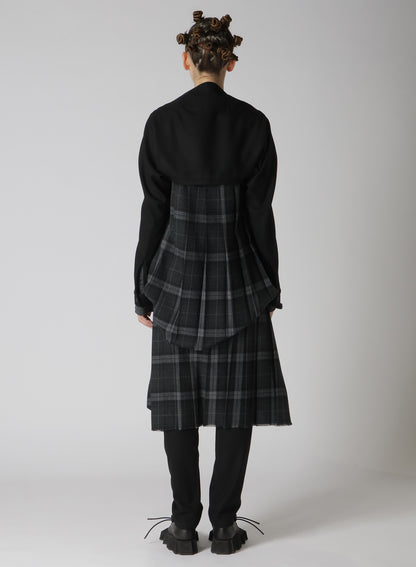 SERGE + PLAID COMBI BACK PLEATED JACKET