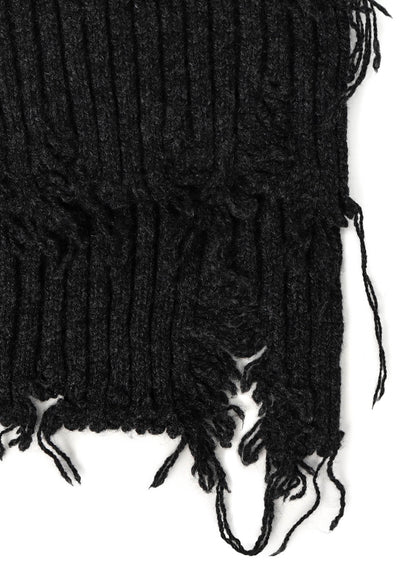 DAMAGED RIBBED KNIT SHORT NECK WARMER