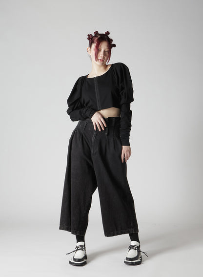 POWDER BLEACH HIGH-WAIST CROPPED PANTS