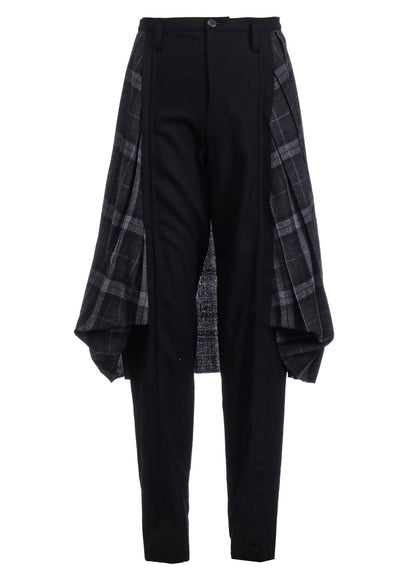 SERGE + PLAID COMBI PLEATED PANTS