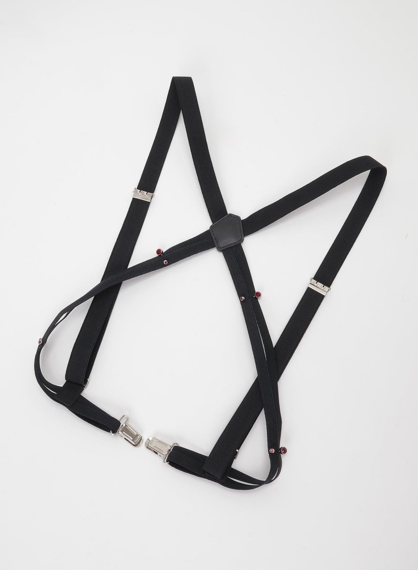 RUBBER SUSPENDER BELT WITH PIERCED ACCENTS