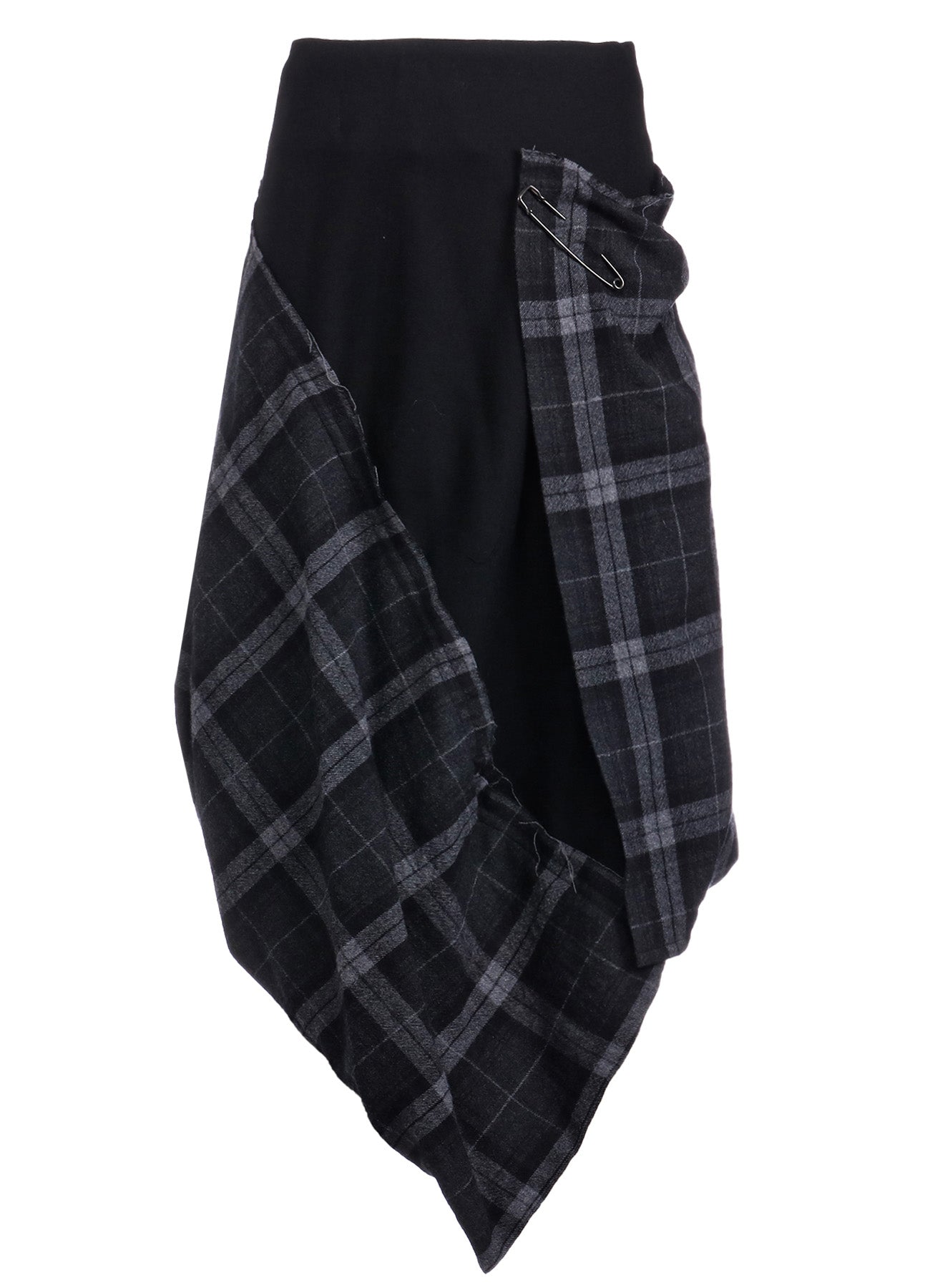 SERGE + PLAID COMBI WRAP SKIRT