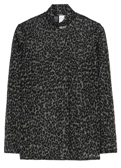 LEOPARD TULLE HIGH NECK PULLOVER