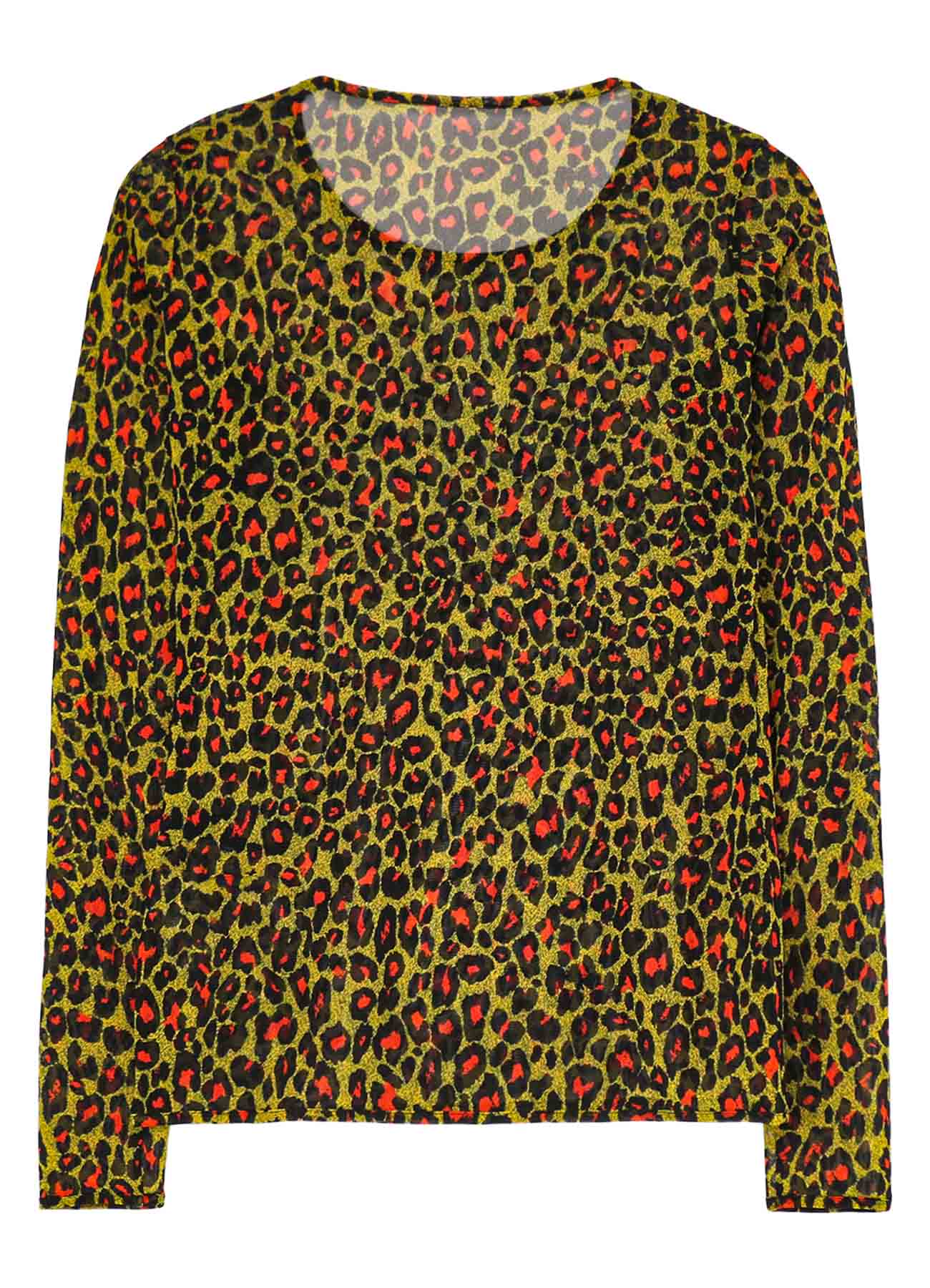 LEOPARD TULLE COMPACT LONG T-SHIRT