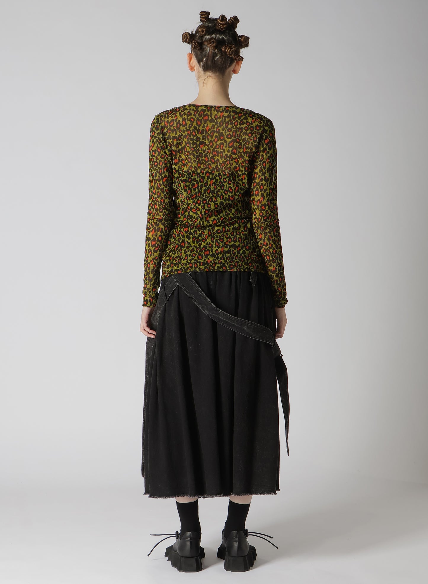 LEOPARD TULLE COMPACT LONG T-SHIRT