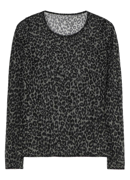 LEOPARD TULLE COMPACT LONG T-SHIRT