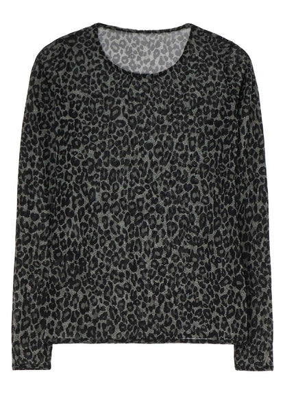 LEOPARD TULLE COMPACT LONG T-SHIRT