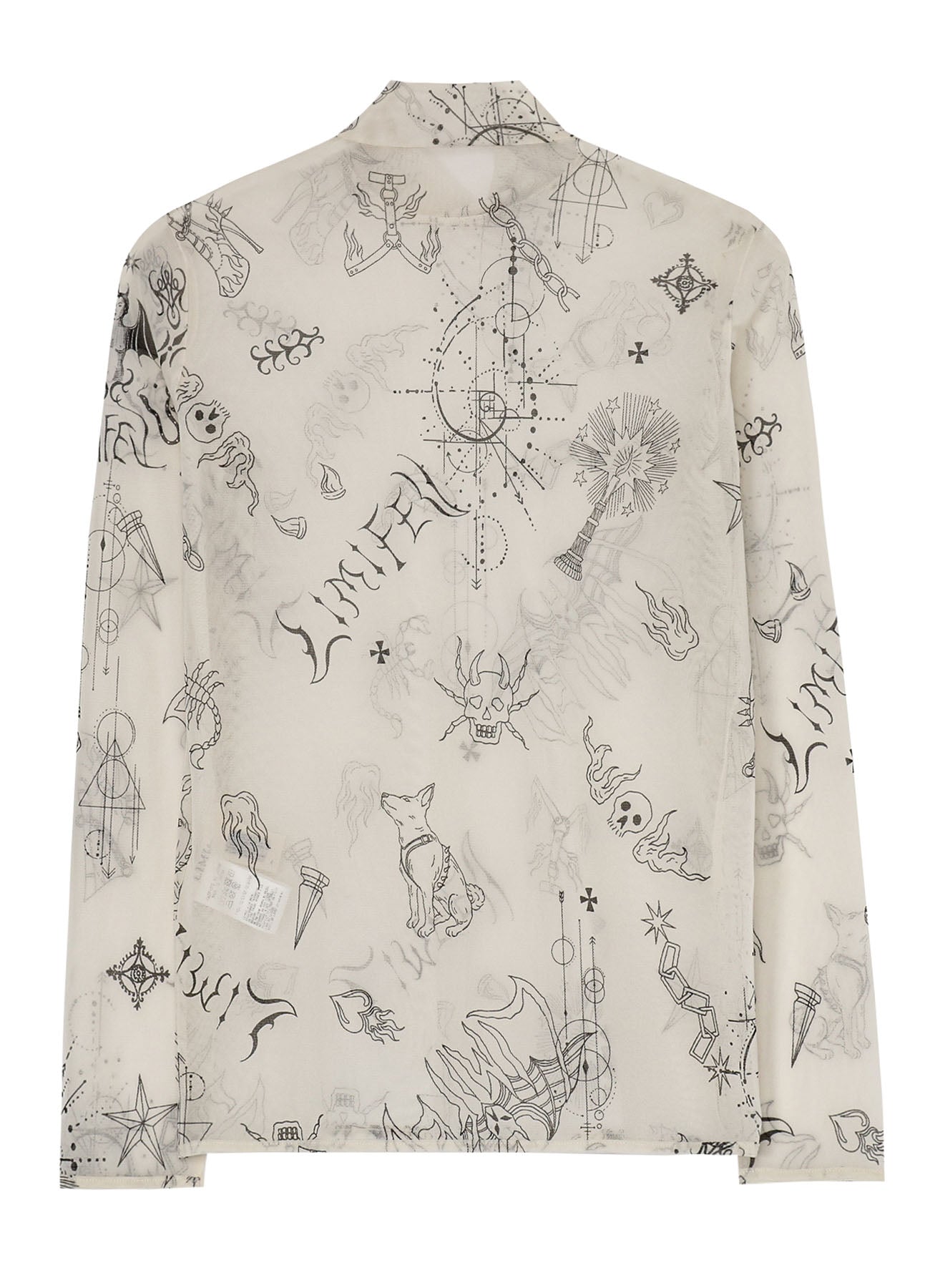 TATTOO PRINT TULLE HIGH NECK PULLOVER