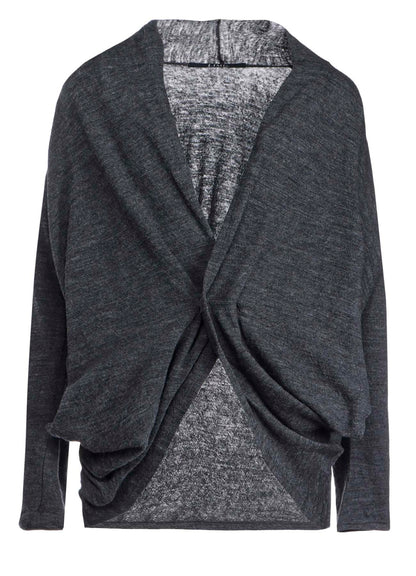 WOOL SHRINK SINGLE JERSEY FRONT DESIGN CARDIGAN