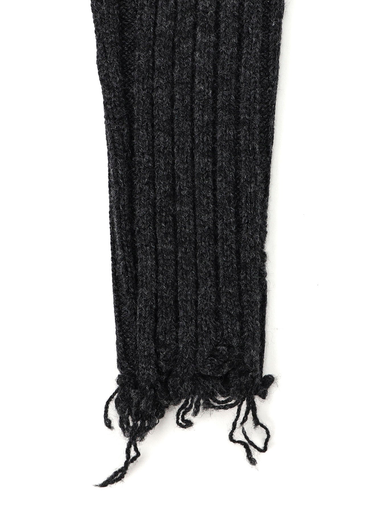 DAMAGED RIBBED KNIT 2WAY WARMER