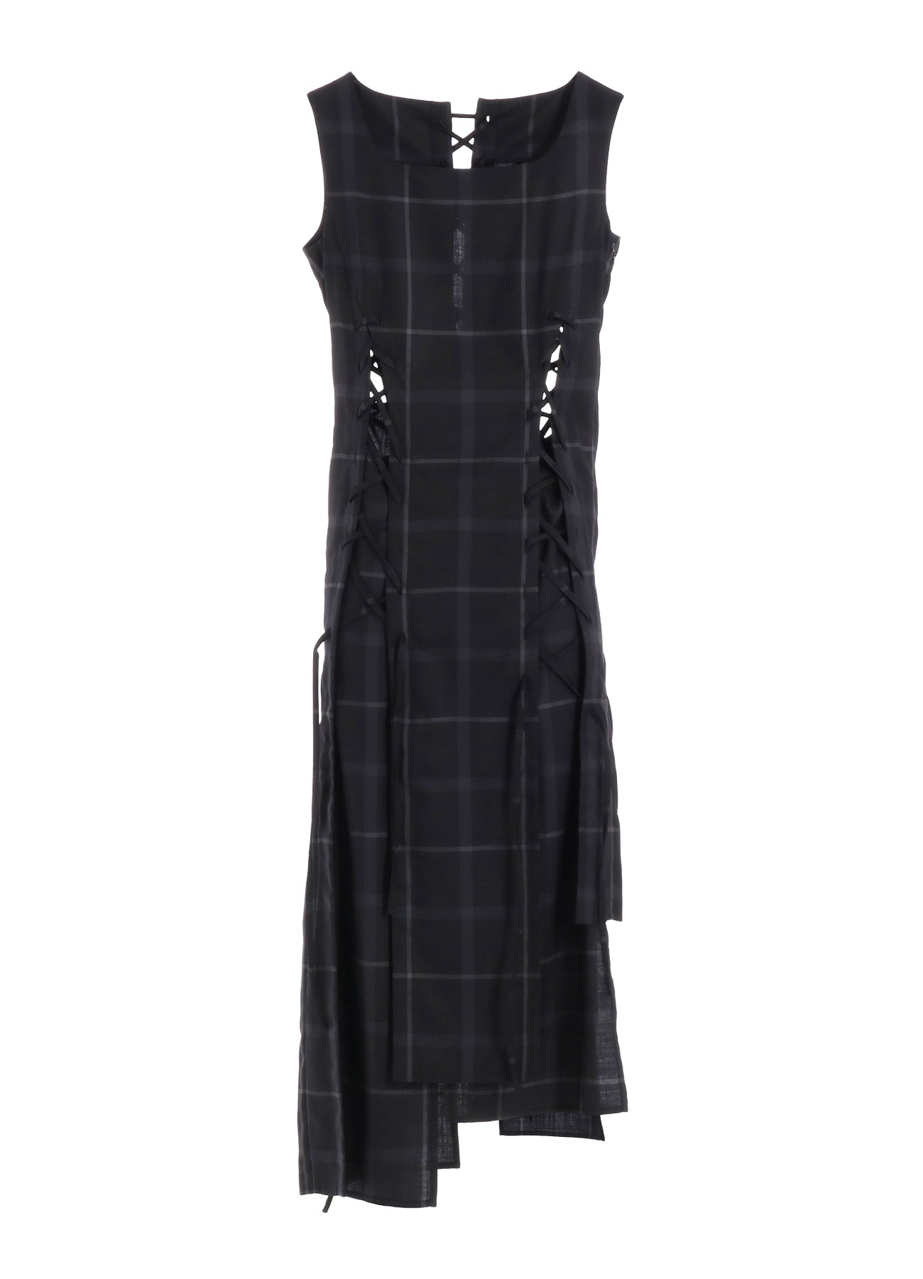 PLAID LACE-UP DRESS