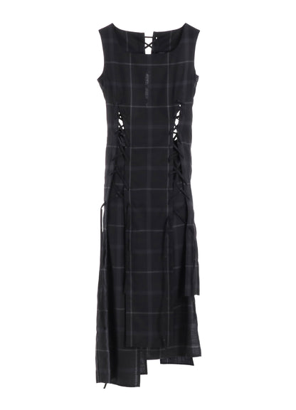 PLAID LACE-UP DRESS