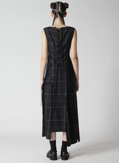 PLAID LACE-UP DRESS