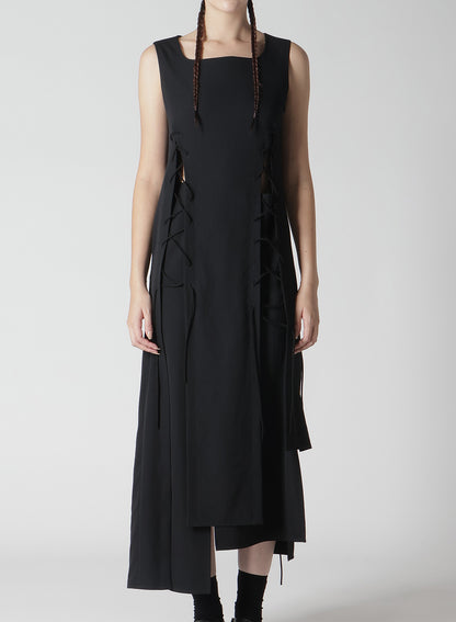 WOOL GABARDINE LACE-UP DRESS