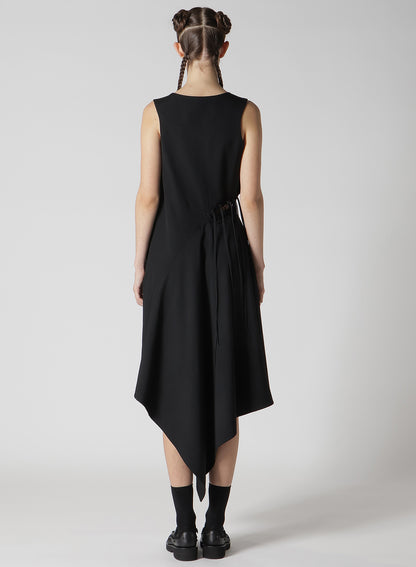 WOOL GABARDINE WAIST LAVE-UP DRESS