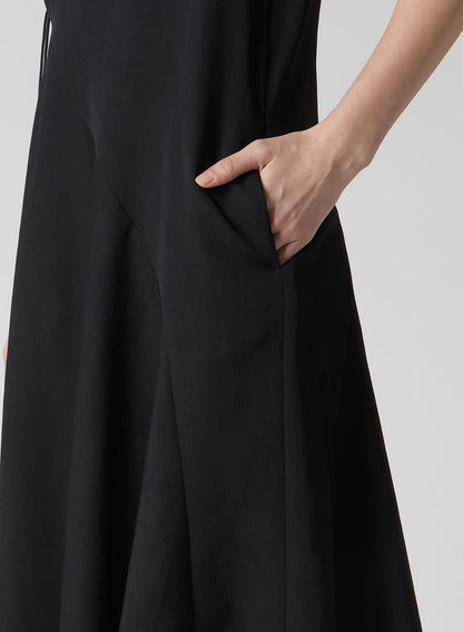 WOOL GABARDINE WAIST LAVE-UP DRESS