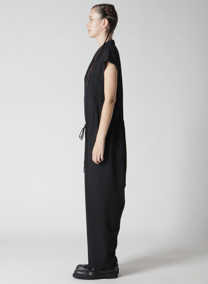 WOOL GABARDINE OPEN COLLOR OVERALLS