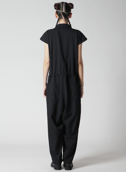 WOOL GABARDINE OPEN COLLOR OVERALLS