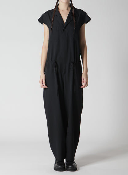 WOOL GABARDINE OPEN COLLOR OVERALLS