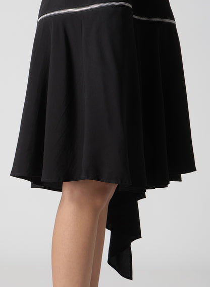 HARD TWIST GABARDINE ZIP ONE SHOULDER DRESS