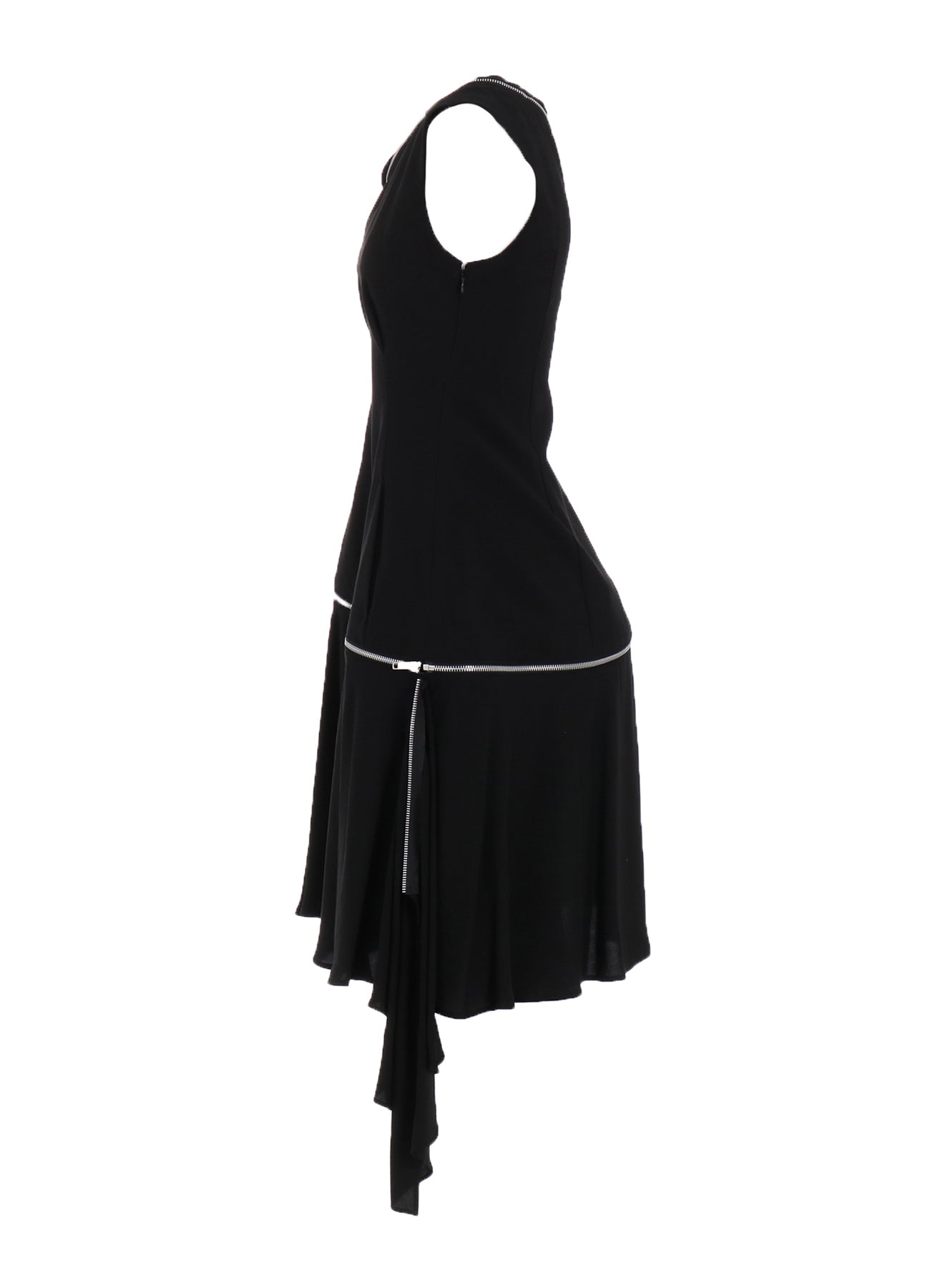 HARD TWIST GABARDINE ZIP ONE SHOULDER DRESS