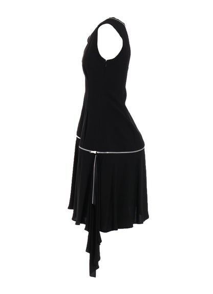 HARD TWIST GABARDINE ZIP ONE SHOULDER DRESS