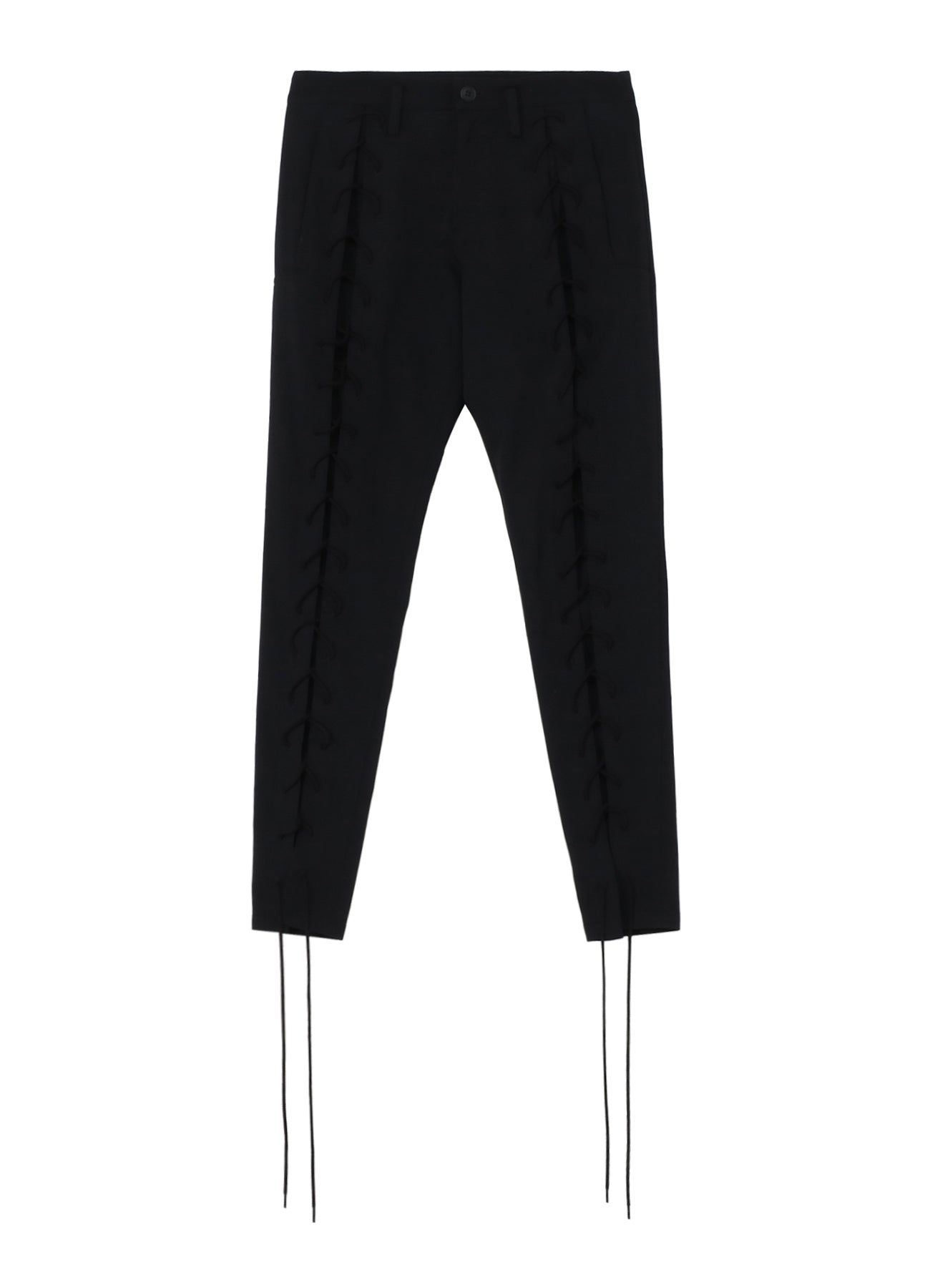 WOOL GABARDINE LACE-UP PANTS