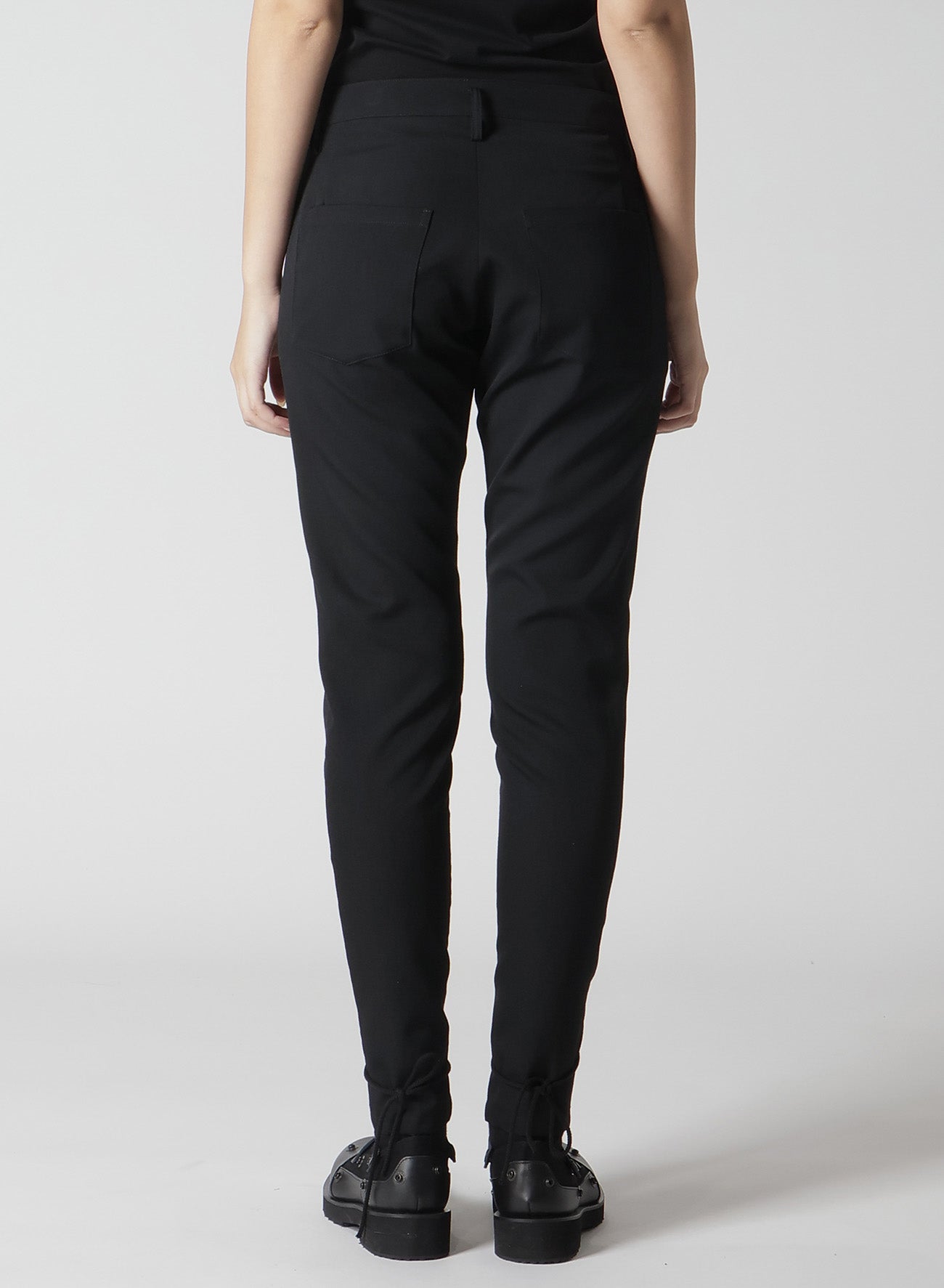 WOOL GABARDINE LACE-UP PANTS