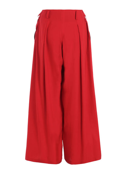 BACK SATIN CROSS WIDE TUCK PANTS