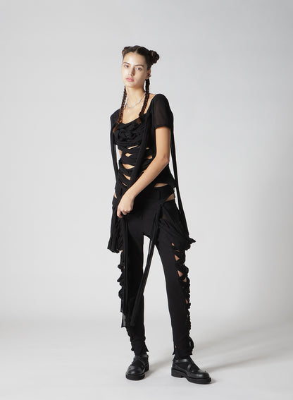 GAUZE RIBBON LACE-UP PANTS