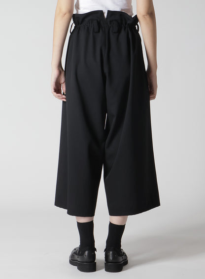 WOOL GABARDINE WAIST STRING TUCK PANTS