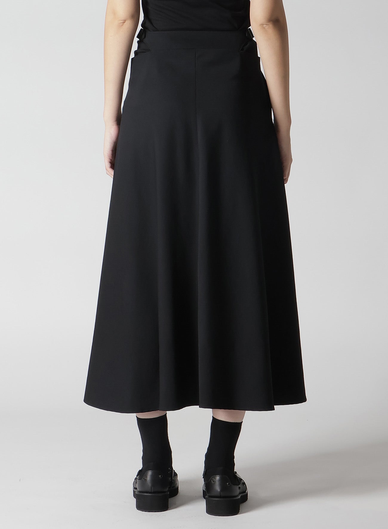 WOOL GABARDINE WAIST BELT SKIRT