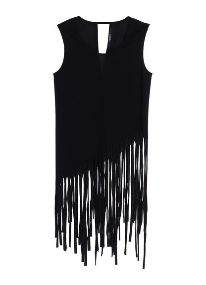 FRINGE PLAIN STITCH HEM FRINGE TANK TOP