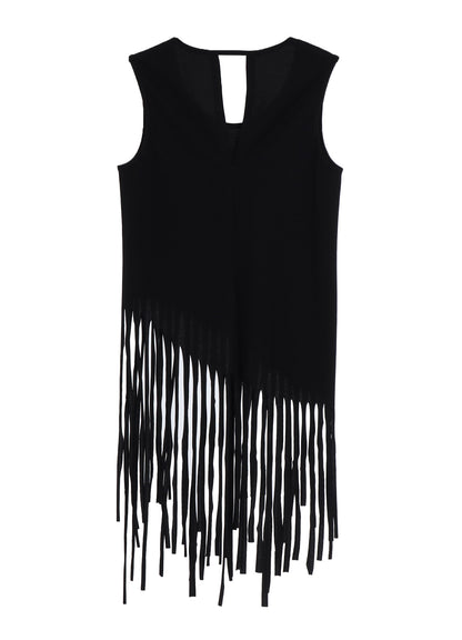 FRINGE PLAIN STITCH HEM FRINGE TANK TOP