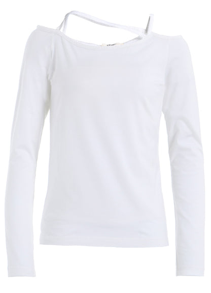 PLAIN STITCH STRING DETAIL LONG SLEEVE T-SHIRT