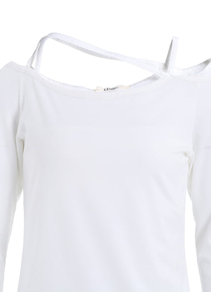 PLAIN STITCH STRING DETAIL LONG SLEEVE T-SHIRT