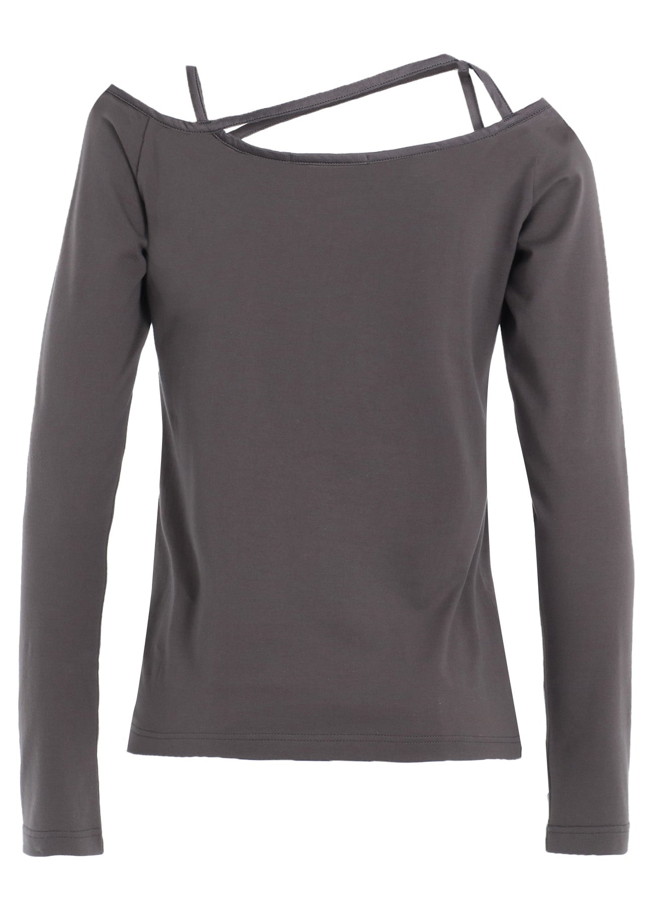 PLAIN STITCH STRING DETAIL LONG SLEEVE T-SHIRT