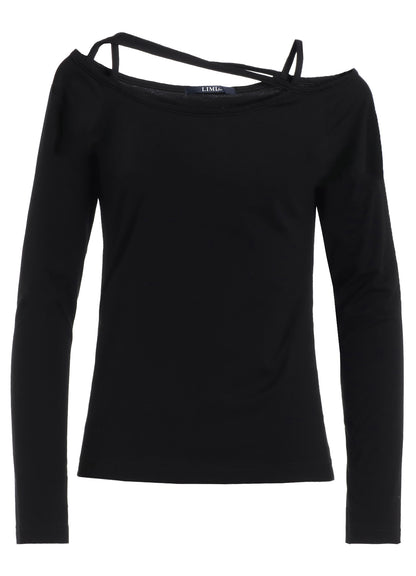 PLAIN STITCH STRING DETAIL LONG SLEEVE T-SHIRT