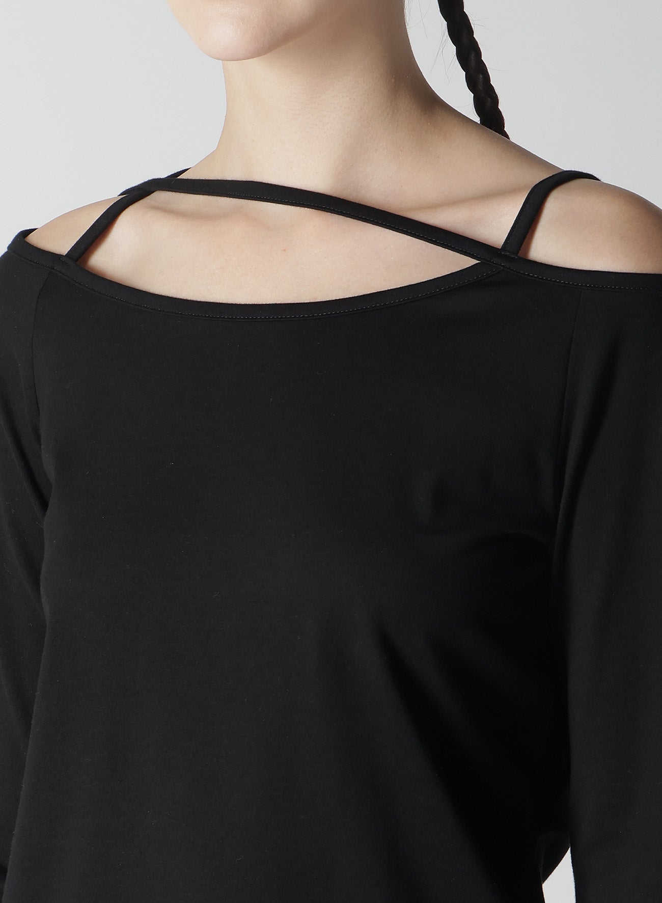 PLAIN STITCH STRING DETAIL LONG SLEEVE T-SHIRT