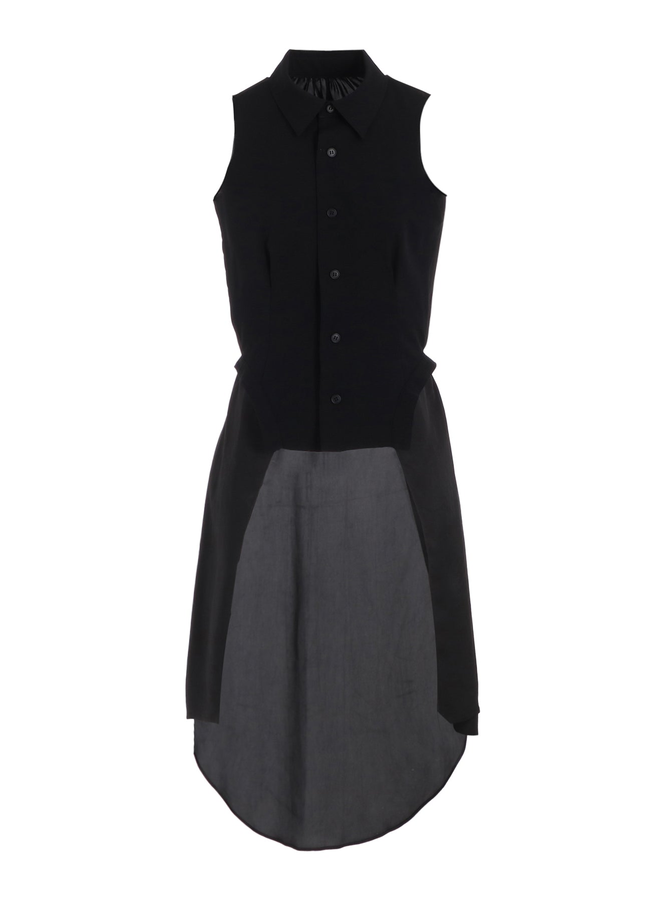 WOOL GABARDINE COLLAR LONG VEST