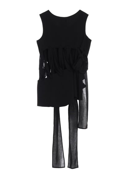 GAUZE RIBBON LACE-UP VEST